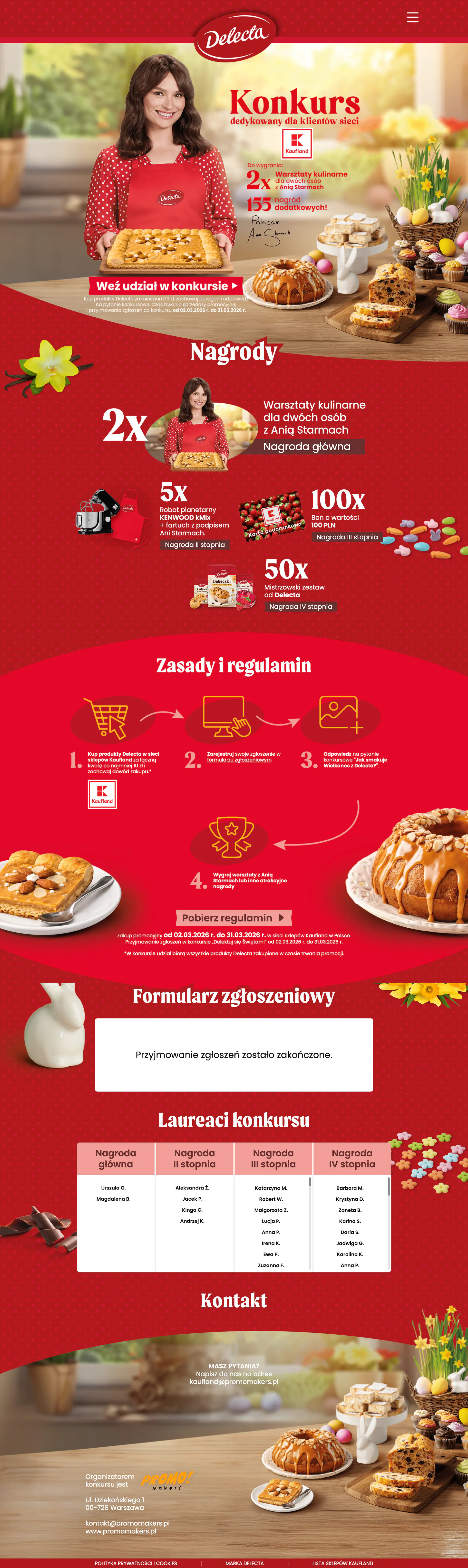 Zrzut strony kaufland.delektujemy.pl - realizacja Kaufland x Delecta